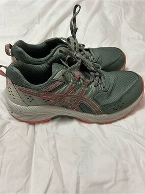 Asics Green and Coral Trail Running Shoes